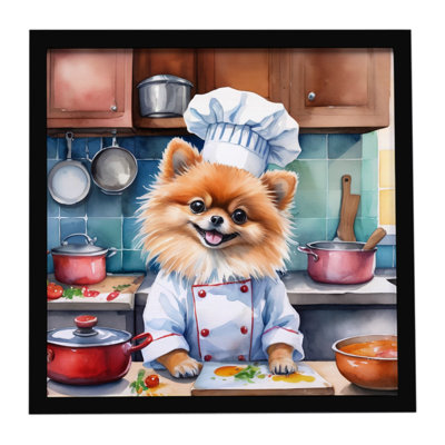 Pomeranian The Chef Framed Metal Print
