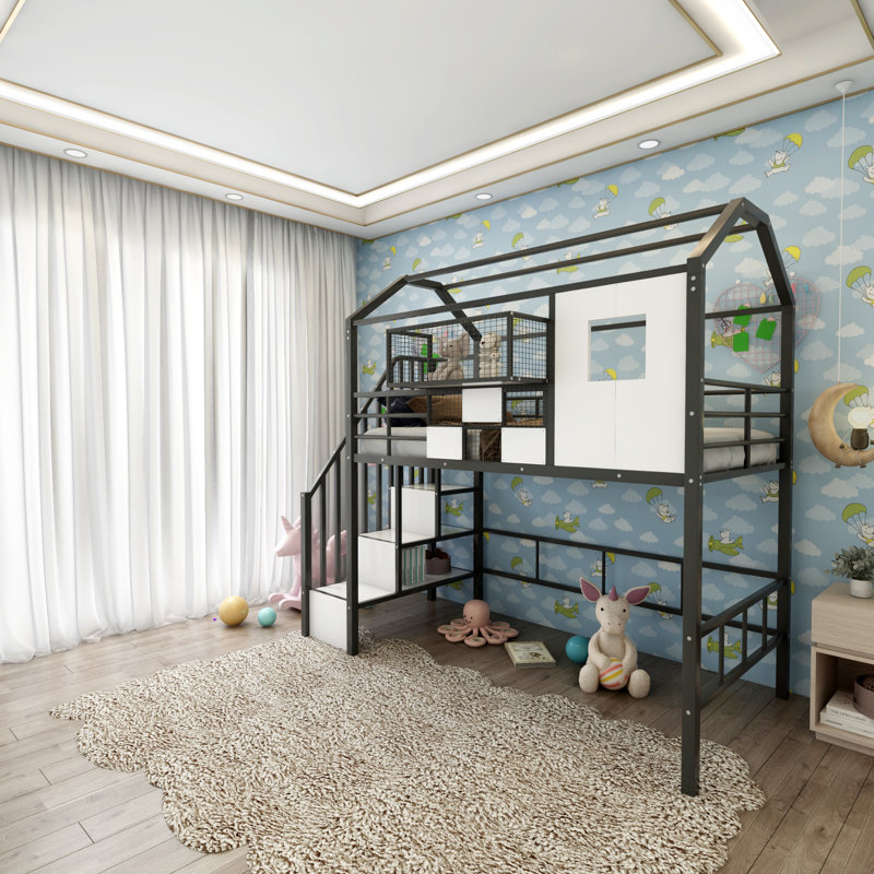 Celestiel Kids Twin Loft Bed, Black