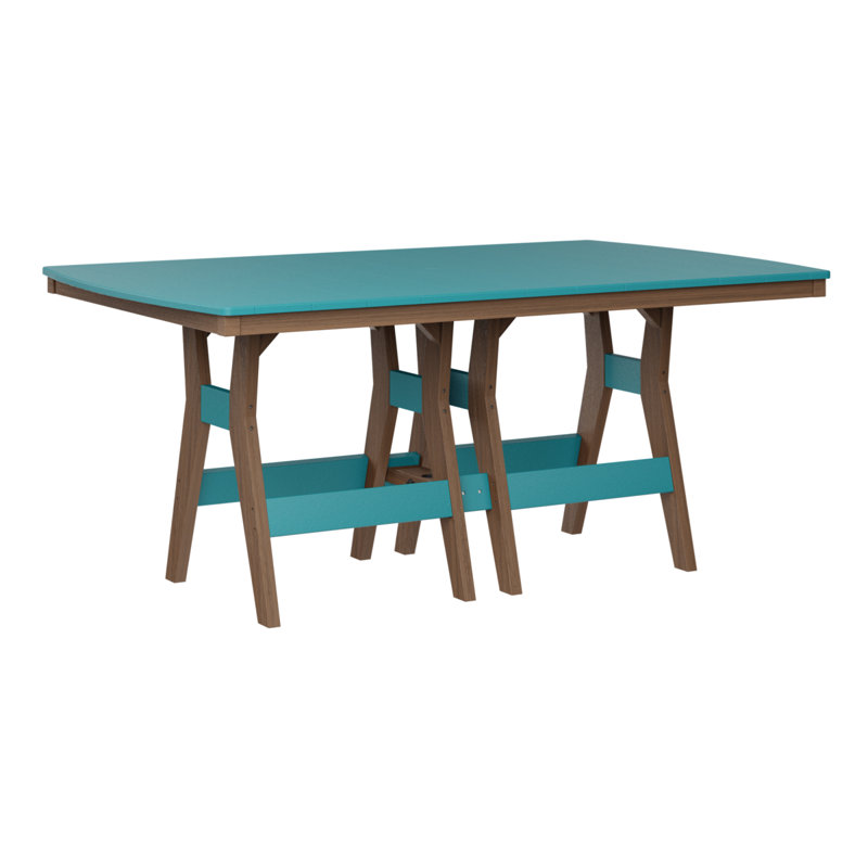 Table de salle à manger rectangulaire 72 po Berlin Gardens Harbor, Acajou antique, H 30,37 po x l 72 po x P 44 po, Bleu Aruba