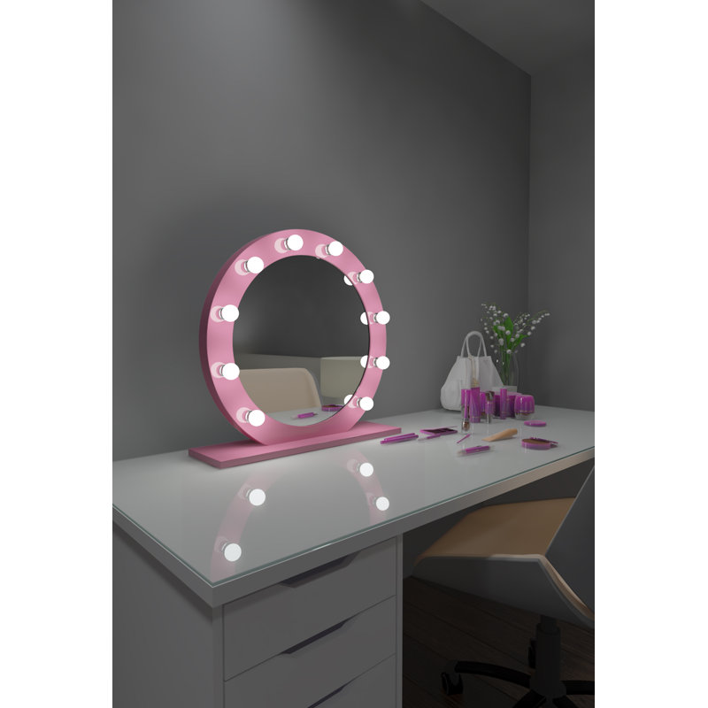 Miroir de maquillage/rasage Hollywood à intensité variable, Rose, 6000