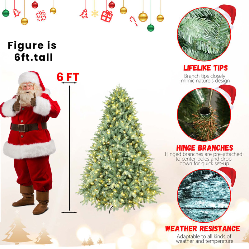 Arbre de Noël automatique bleu PE / PVC avec support en métal, 6'