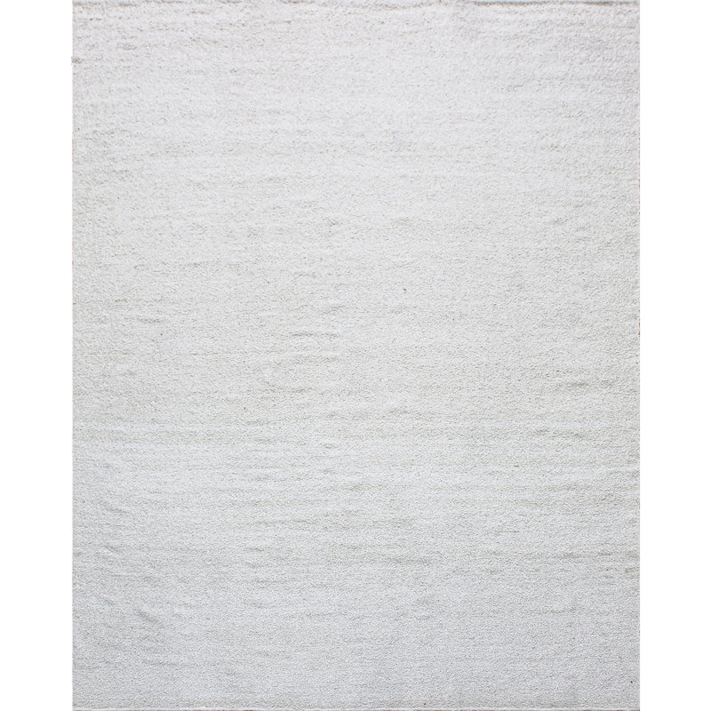 Hand Knotted Area Rug in White, Rectangle 8' x 10'