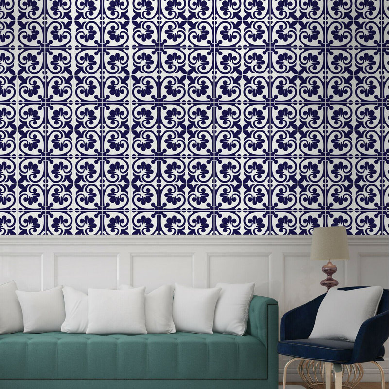 Allayah Betsy Monocromatic Victorian Wall Tile Sticker Set 15cm x 15cm PVC