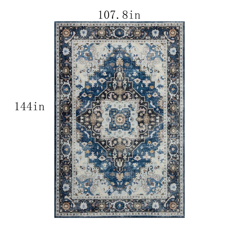 Tapis rectangulaire à motif antidérapant Akon, Rectangle 9 pi x 12 pi