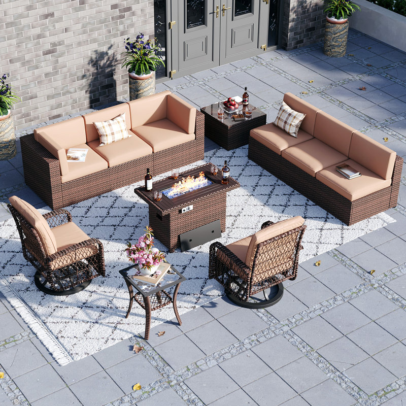 Ensemble de conversation pour 8 personnes avec table de foyer