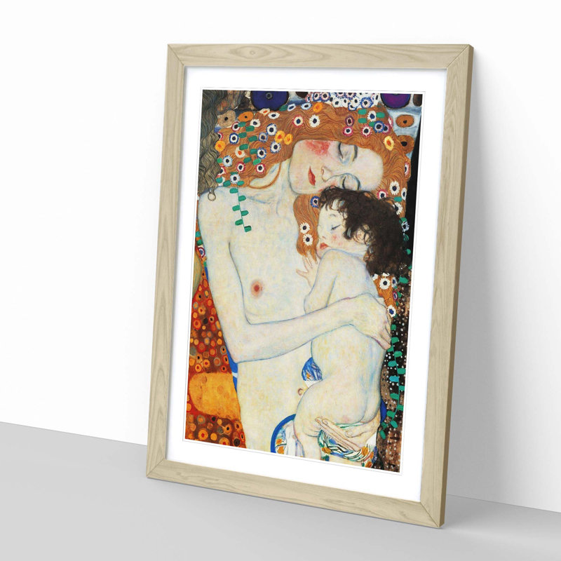 Mother and Child Baby by Gustav Klimt - Framed Print, Oak