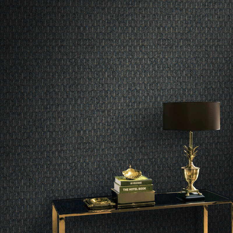 Lustre Collection Geo Arch 10.05m x 53cm Wallpaper Roll, Teal