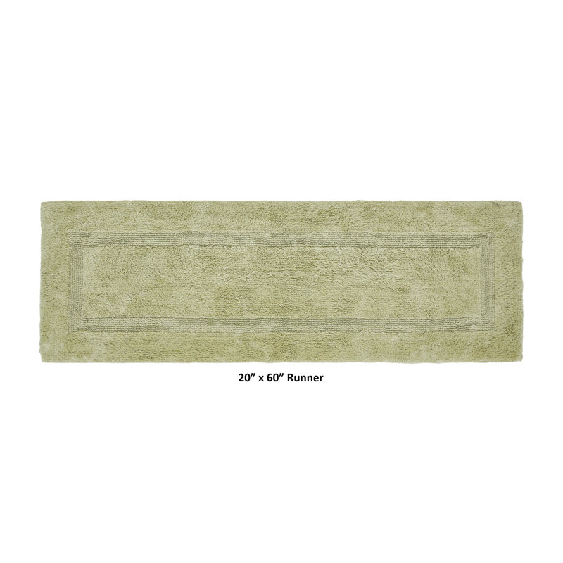 Rozanne Reversible Cotton Bath Rug, Sage, 20" x 60" Runner