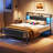 Queen Bed Frame with Upholstered Headboard & Charging Station-36303857-36303868