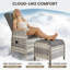 Garden Lounge Sets,Outdoor Recline Wicker Chair & Footstool with Cushions-342918782