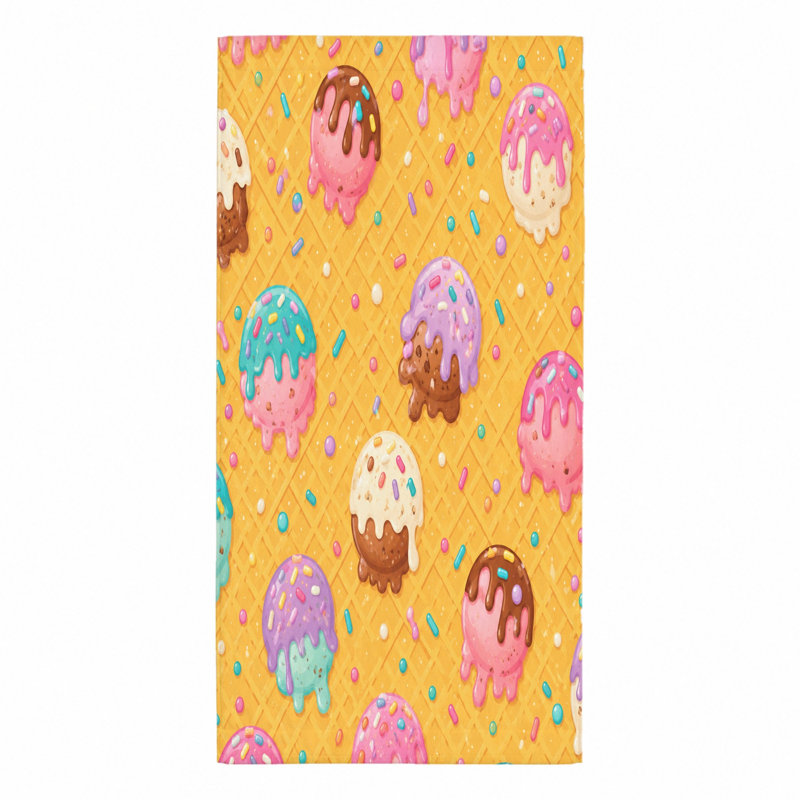 Serviette de plage 1Pcs Ice Cream Cone, avec un motif ludique de cônes fondants avec des paillettes colorées sur fond gaufré. Grande microfibre, parfaite pour les voyages, la natation et les voyages, unisexe.