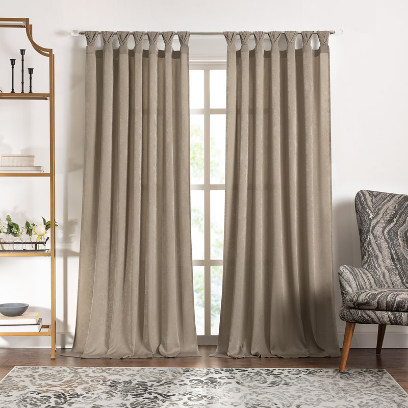 Cathirine Semi Sheer Curtain Pair, Tan, 52" W x 84" L