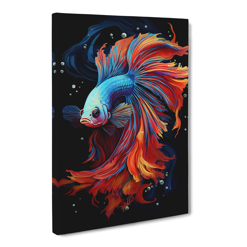 Siamese Fighting Fish Tachisme - Print, 76cm H x 50cm W x 3cm D