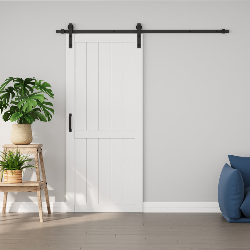 Portes de grange coulissantes en bois manufacturé 84 po H 84 po, 36 po x 84 po, Blanc, Standard