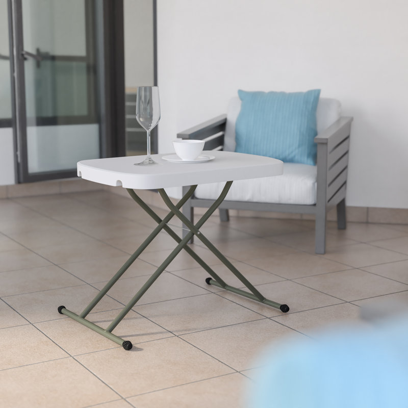Granite White & Gray Adjustable Height Folding Side Table