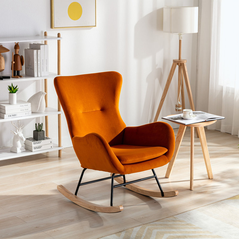 Fauteuil à bascule Teddy, Velours orange