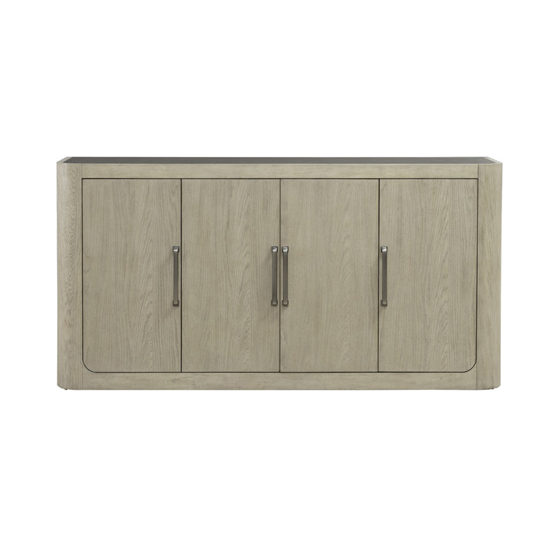 Desserte Shaly avec 3 armoires et tablettes réglables, Beige
