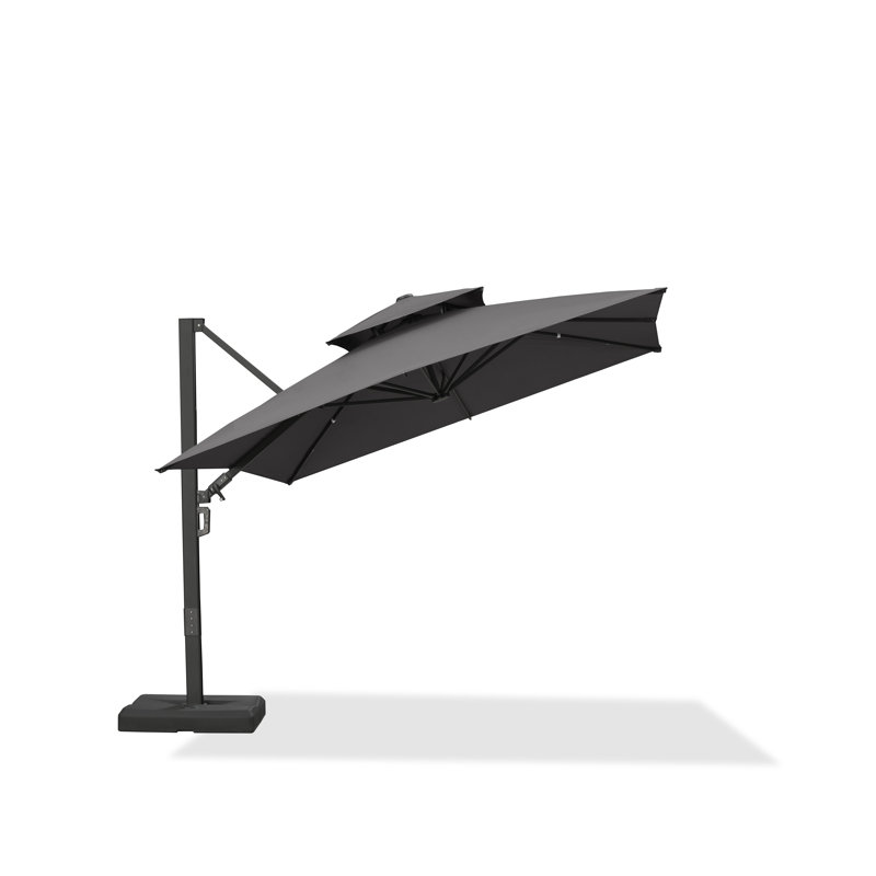 Grand parasol en porte-à-faux carré de 10 pi avec base et rotation à 60 degrés