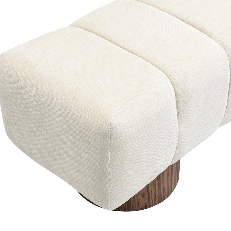 Banc de salle à manger en tissu chenille beige, poids 300 lb, sans assemblage, idéal pour la chambre à coucher, le vestibule et l'espace, pieds au sol