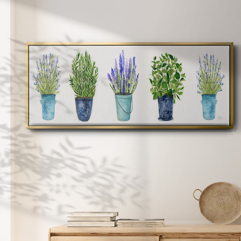 Herbes dans une rangée - toile encadrée, H 20 po x l 50 po