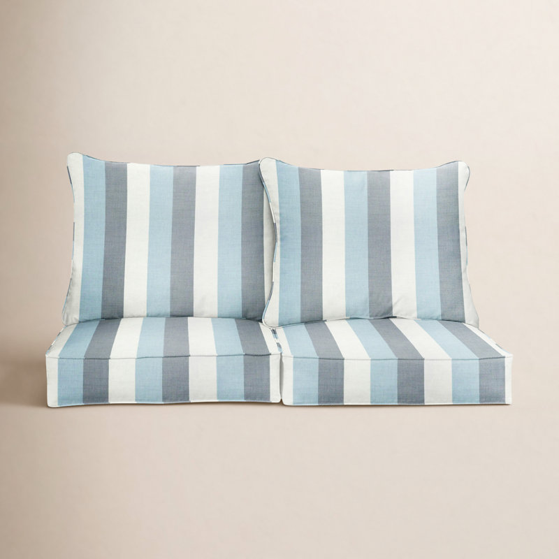 Coussin de siège / dossier d'extérieur Sunbrella, L 27 po x P 27 po, Sunbrella® à rayures bleues