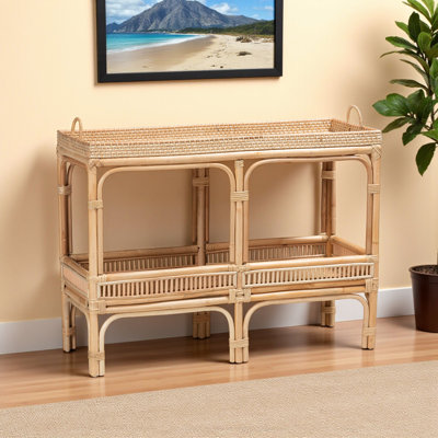Console de style bohémien moderne en rotin brun de H 29,79 po x l 39,06 po x P 14,5 po Quimby