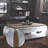 Mateo Coffee Table with Storage in Antique Oak and Aluminum