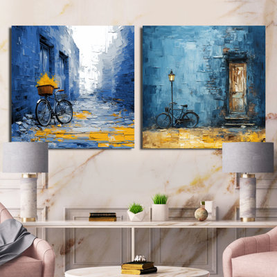 Blue Journey Bicycle - Bicycle Square Collage Set Of 2