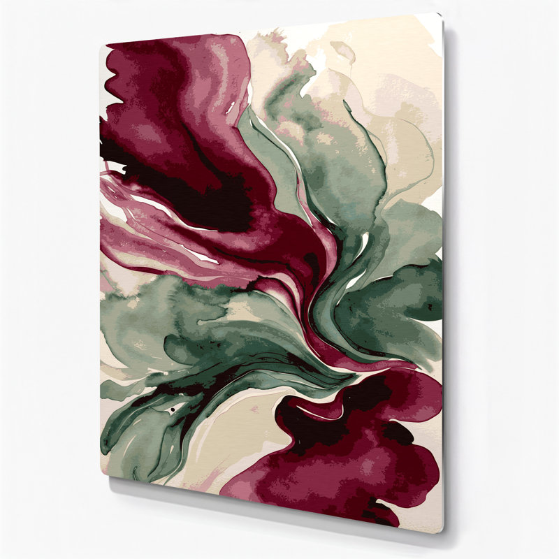 Aquarelle abstraite, art mural rouge en métal 96, H 18 po x l 12 po