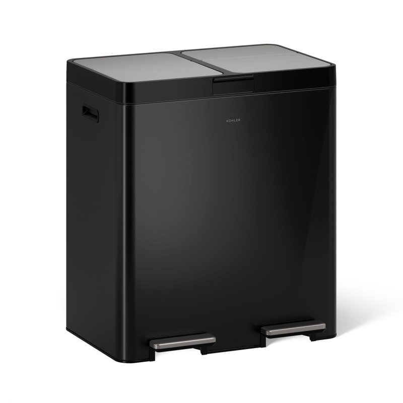 82-Liter Stainless Steel Dual-Bin Step Trash Can, Brown