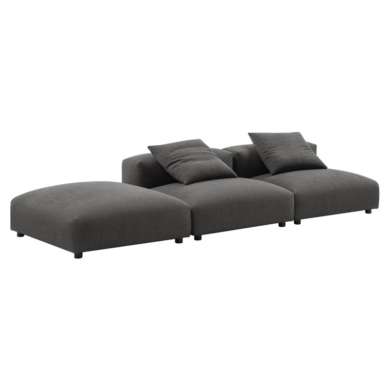 Solace 3-Piece Modular Upholstered Fabric Sectional Sofa, Charcoal Fabric