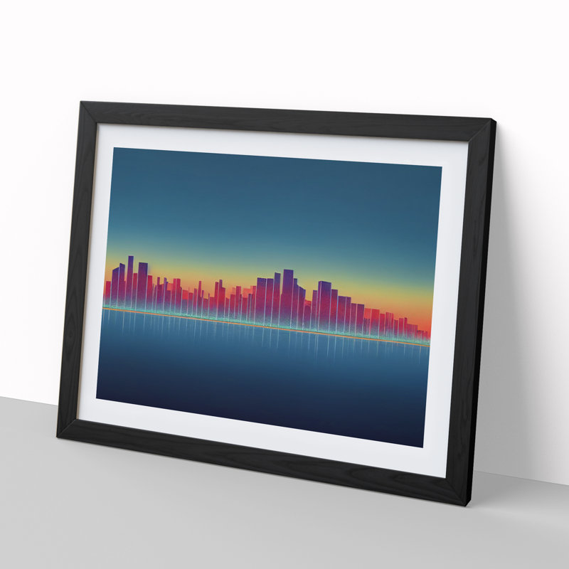 Cool City Skyline Architecture - Framed Print, Black, 46cm H x 64cm W x 2cm D
