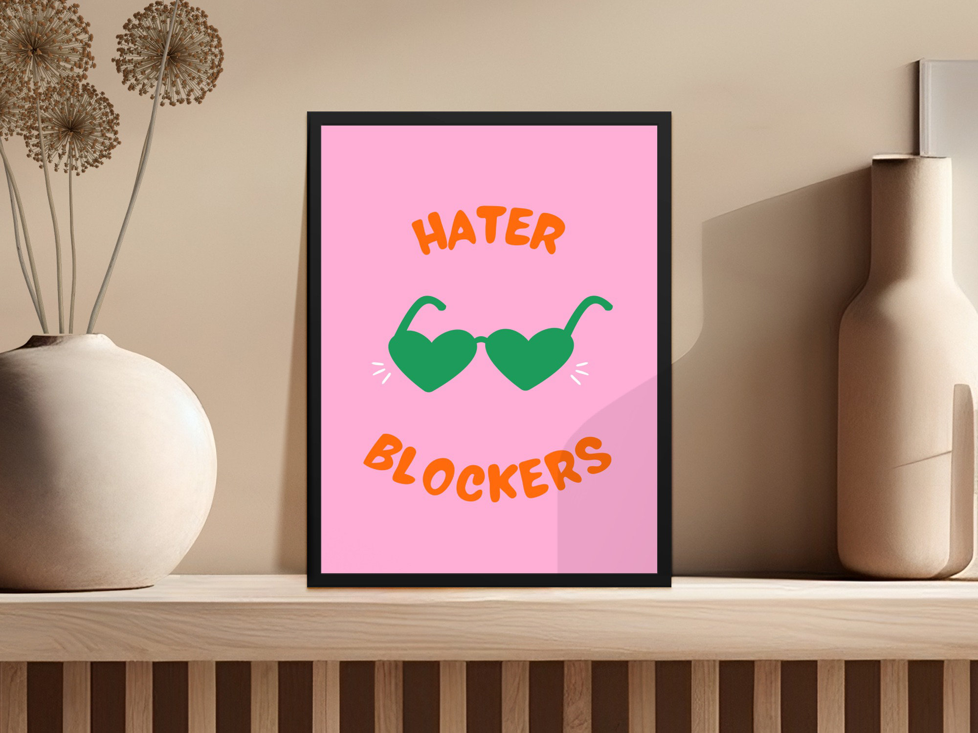Brayden Studio Hater Blockers Sunglasses Pink Background Wall Art ...