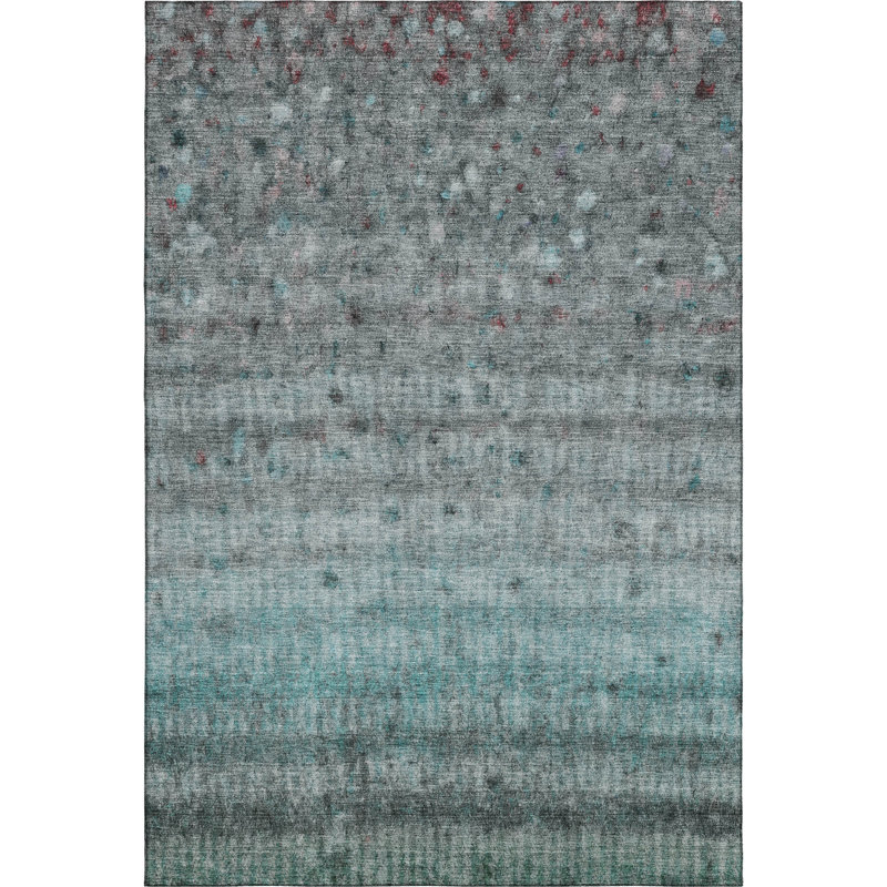 Premium Machine Washable Mayfield Stripes Rug, Teal, 5' x 7'6"