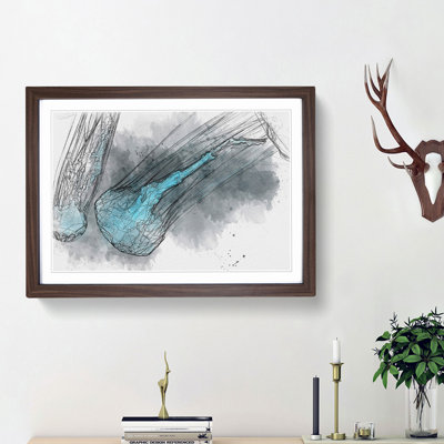 Neon Blue Jellyfish in Abstract - Framed Print