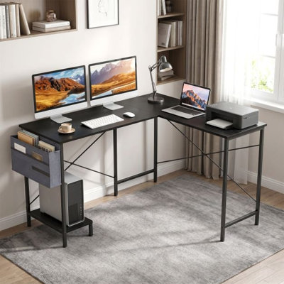 L-Shaped Metal Base Computer Desk