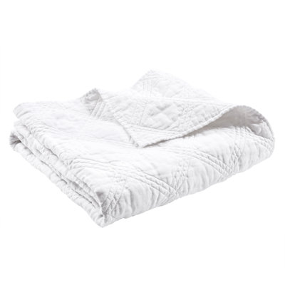 Washed Linen White Quilted Throw