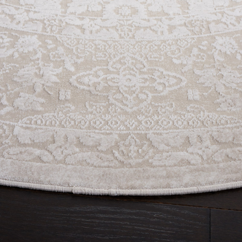 Tapis oriental crème / ivoire Calidia, Rond 3 pi