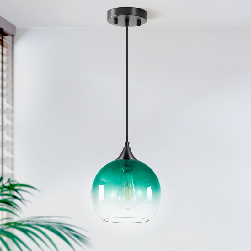 Luminaire suspendu sphère 1 lumière 7,87 pouces avec dégradé pour îlot de cuisine, Vert