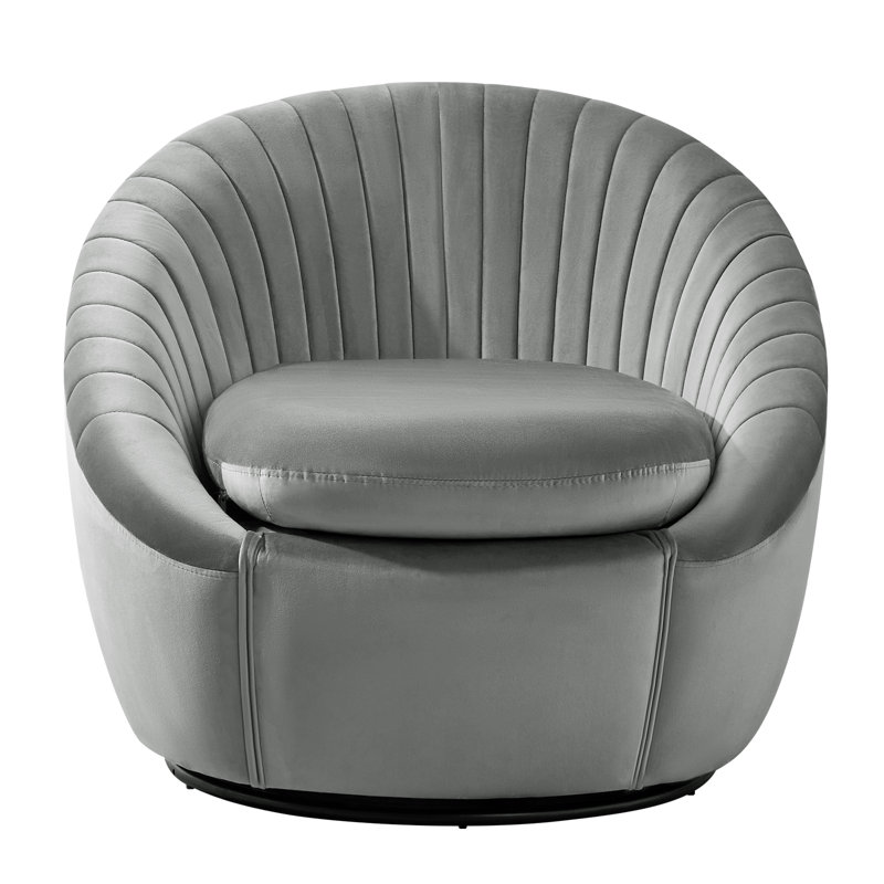 Chaise d'appoint pivotante en velours avec base en métal