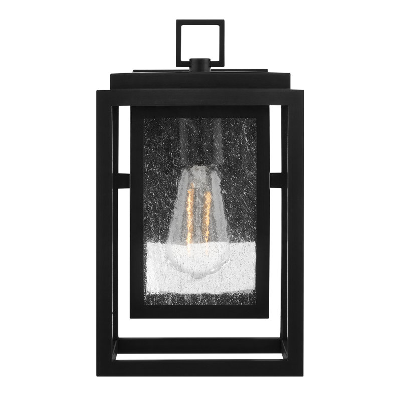 Medium Wall Mount Lantern, Black, 12" H x 7" W x 6.75" D