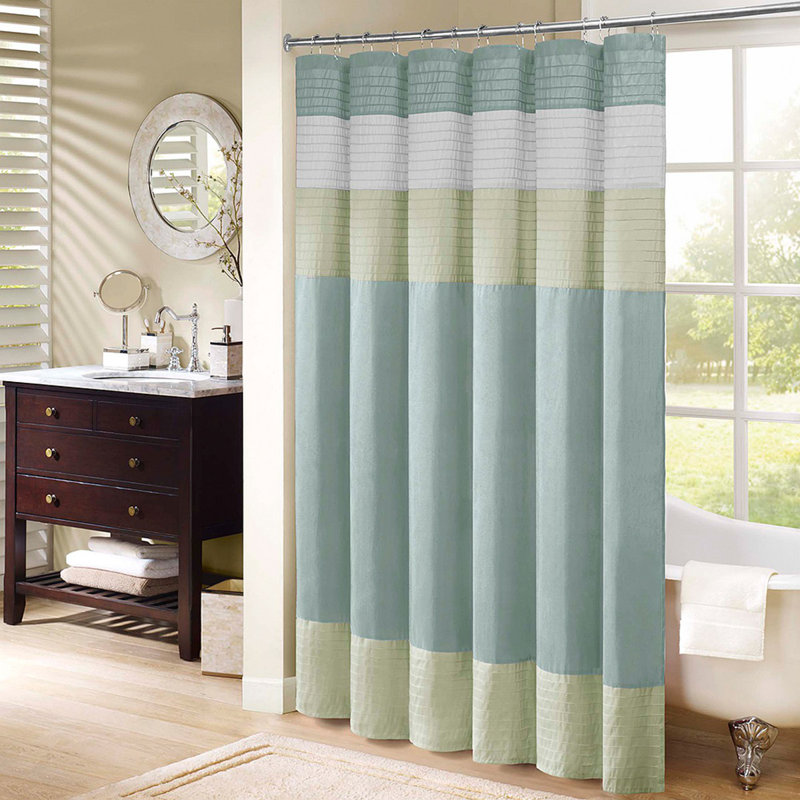 Rideau de douche en soie synthétique, Green Striped