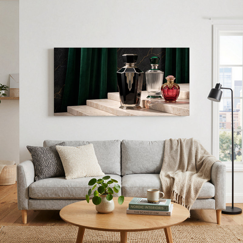 Art sur toile marches noires et rouges, L 32 po x H 16 po