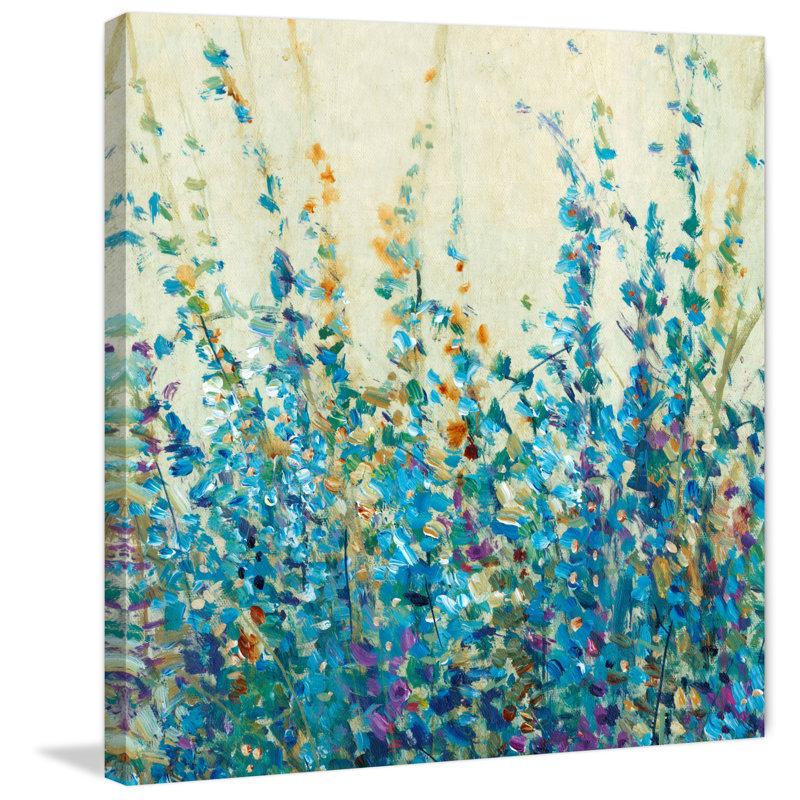 « tiny blue bud », reproduction d’art sur toile tendue, H 18 po x l 18 po x P 1,5 po