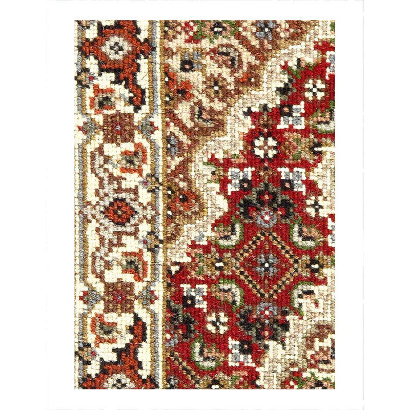 Genuine Tabriz Fish Design Silk & Wool Pile Rug 1'4"X 2'