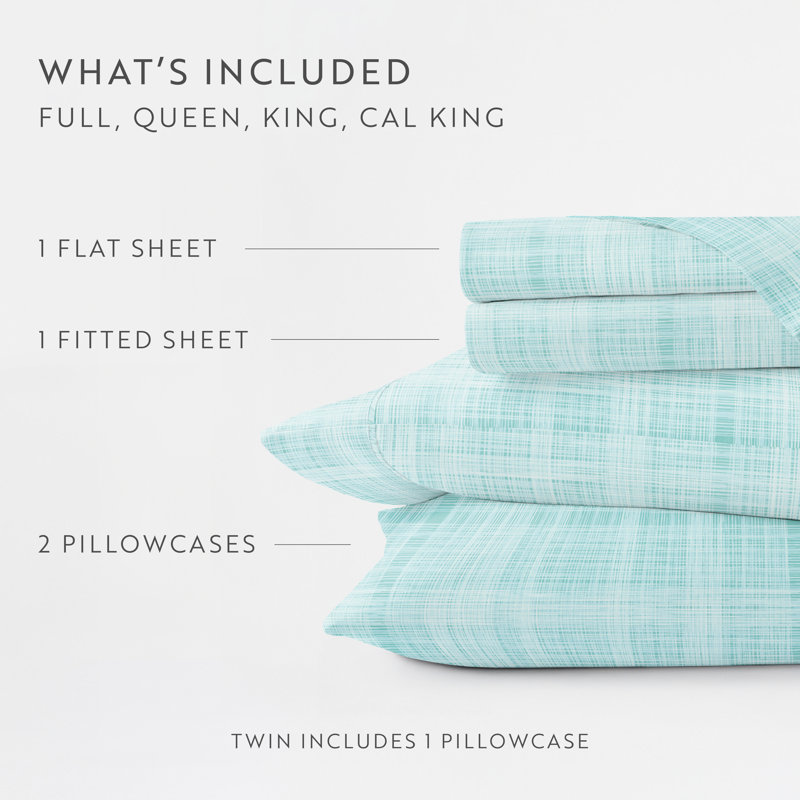Becky Cameron™ Thatch Pattern Bed Sheet Set, Aqua, Queen