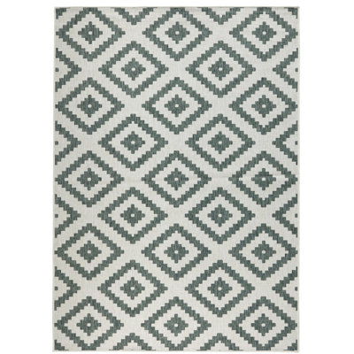 Malta flat-weave rug in green/cream