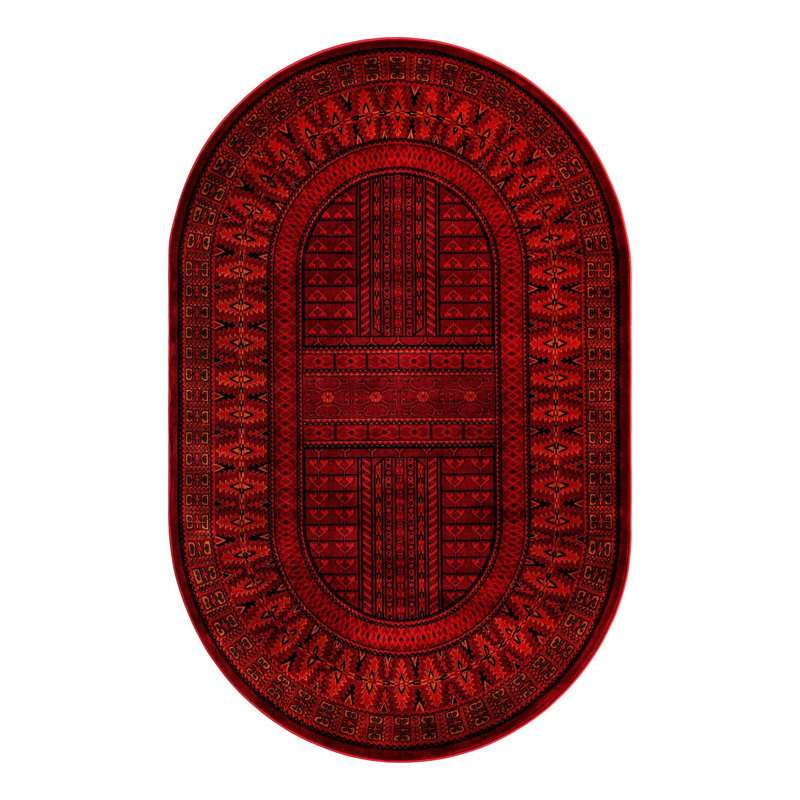 Tapis rouge / noir Amro Southwestern, Oval 6'1" x 9'