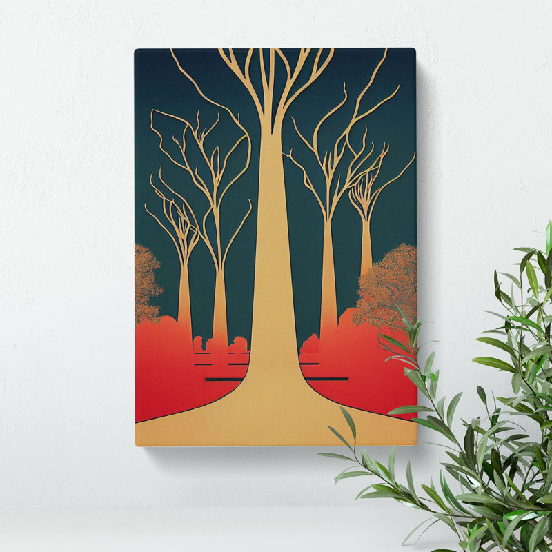 Bold Tree Art No.3 - Print, No Matte, 50cm H x 35cm W x 3cm D, Wrapped Canvas