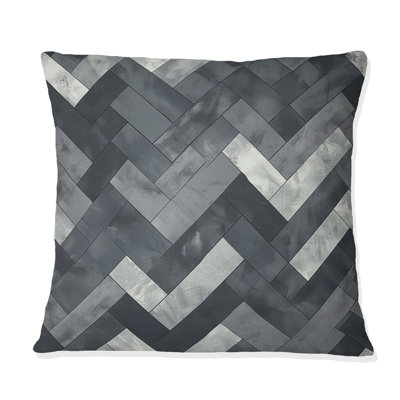 Coussin White Herringbone Print II - Mid-Century